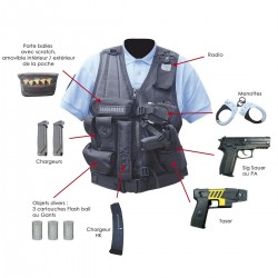 GILET FORCE INTERVENTION AVEC HOLSTER POUR PA OU TASER