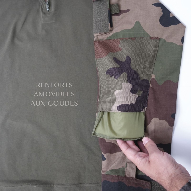 CHEMISE DE COMBAT TYPE UBAS COTON VERT ARMÉE ET CAMO CE