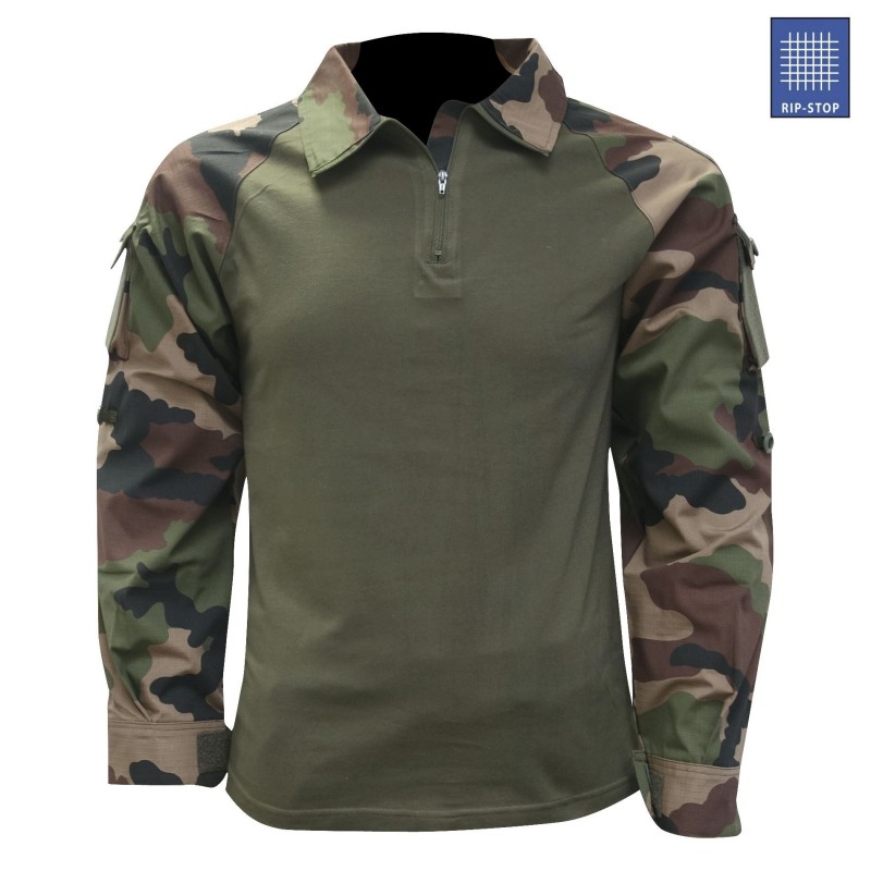 CHEMISE DE COMBAT TYPE UBAS COTON VERT ARMÉE ET CAMO CE