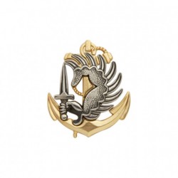 Insigne de béret argenté/doré Troupes Aéroportées de Marine