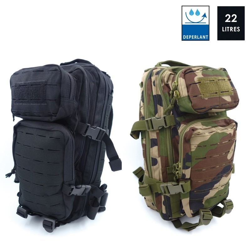 SAC A DOS ASSAULT PACK AVEC SYSTEME MOLLE DECOUPE LASER 22L noir