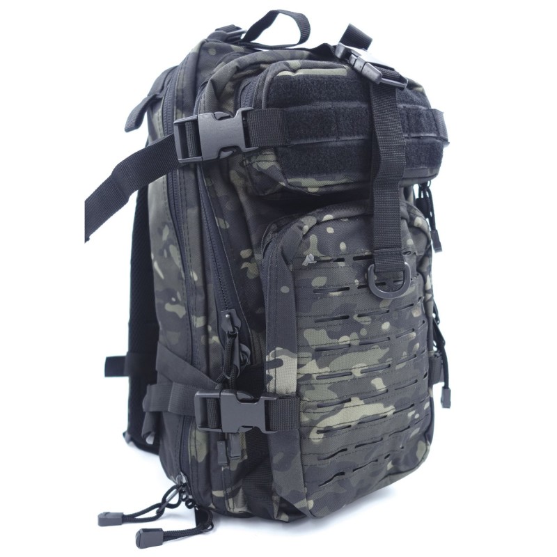 SAC A DOS ASSAULT PACK SYSTEME MOLLE DECOUPE LASER 27L camo noir