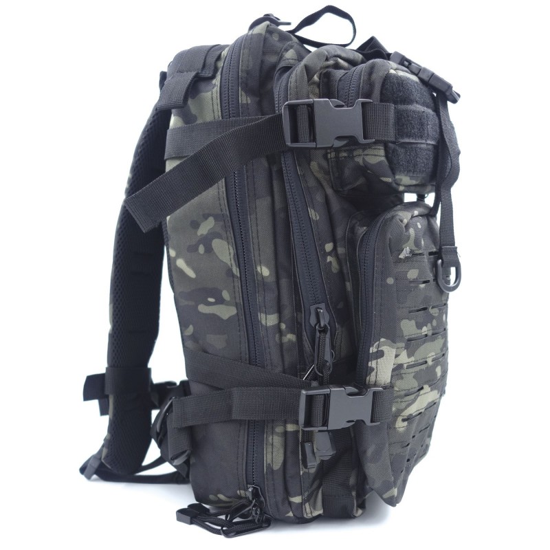 SAC A DOS ASSAULT PACK SYSTEME MOLLE DECOUPE LASER 27L camo noir
