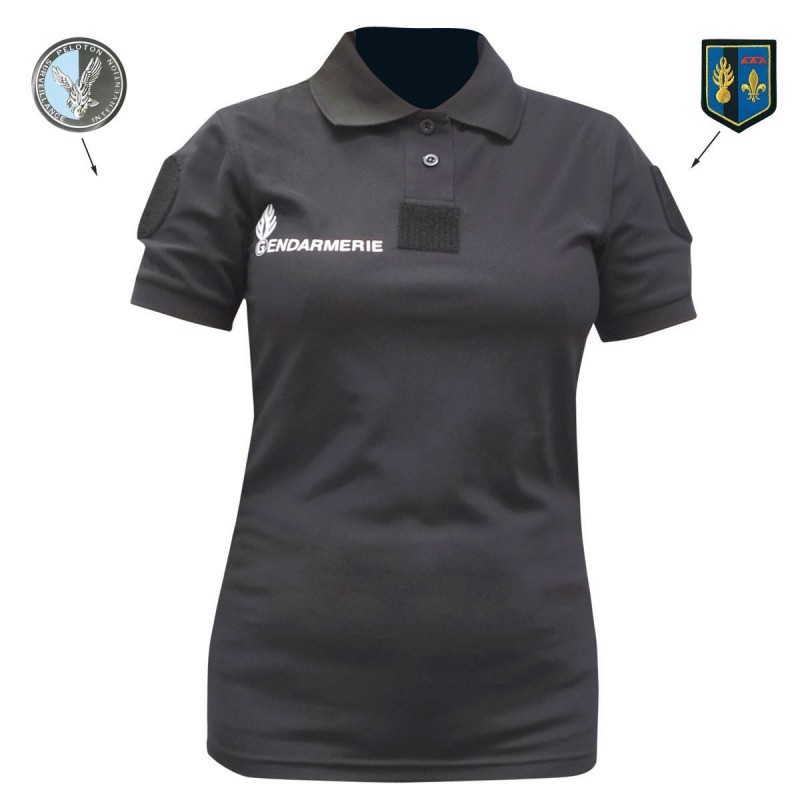 POLO GENDARMERIE NOIR POUR FEMME MANCHES COURTES