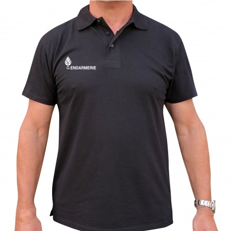 POLO NOIR MC IMPRIME GENDARMERIE