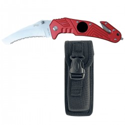 COUTEAU COUPE SANGLE ET BRISE VITRE MANCHE ROUGE COUTEAU COUPE SANGLE ET BRISE VITRE MANCHE ROUGE