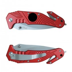 COUTEAU COUPE SANGLE ET BRISE VITRE MANCHE ROUGE COUTEAU COUPE SANGLE ET BRISE VITRE MANCHE ROUGE