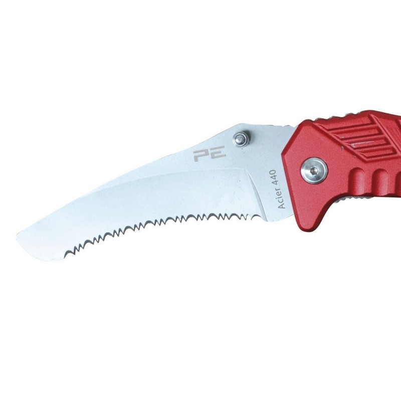 COUTEAU COUPE SANGLE ET BRISE VITRE MANCHE ROUGE