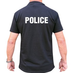 POLO NOIR MANCHES COURTES IMPRIME POLICE POLO NOIR MANCHES COURTES IMPRIME POLICE