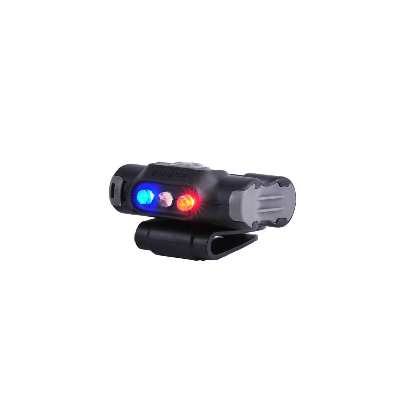 Lampe fixation clip UL12 - éclairage blanc et rouge + strobe rouge/bleu - 17 lumens