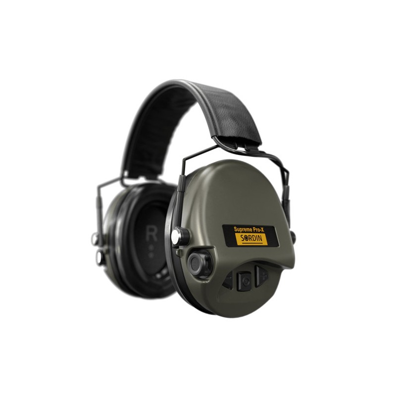 Casque anti-bruit Suprême Pro-X SFA vert olive serre-tête cuir noir