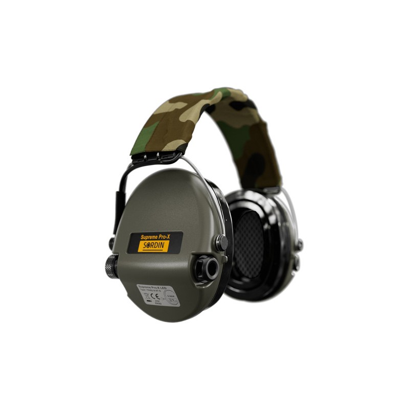 Casque anti-bruit Suprême Pro-X LED vert olive serre-tête tissu camo