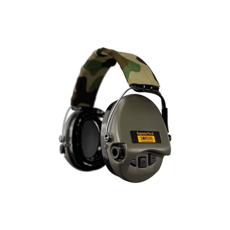 Casque anti-bruit Suprême Pro-X LED vert olive serre-tête tissu camo