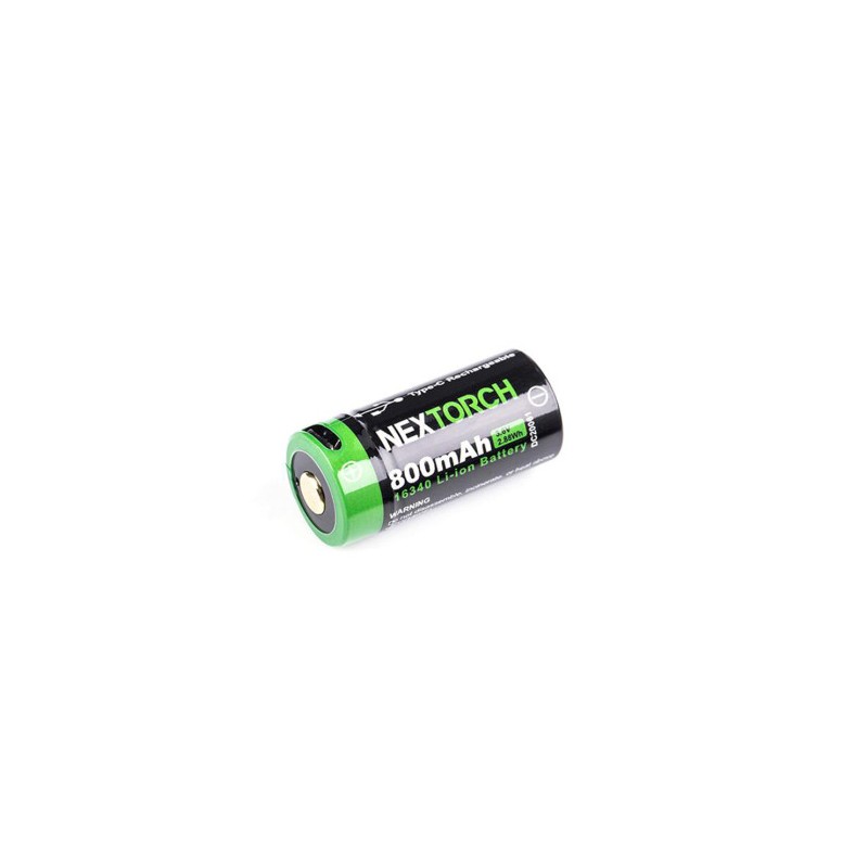 Batterie rechargeable 16340 3.6V 800 mAh avec port USB type-C