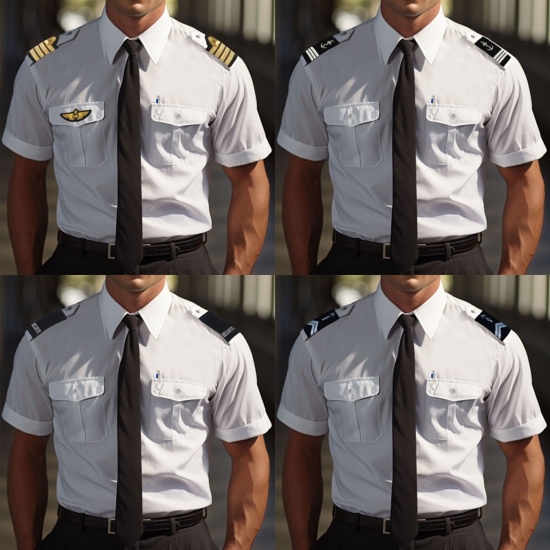 CHEMISE PILOTE BLANCHE MANCHES COURTES