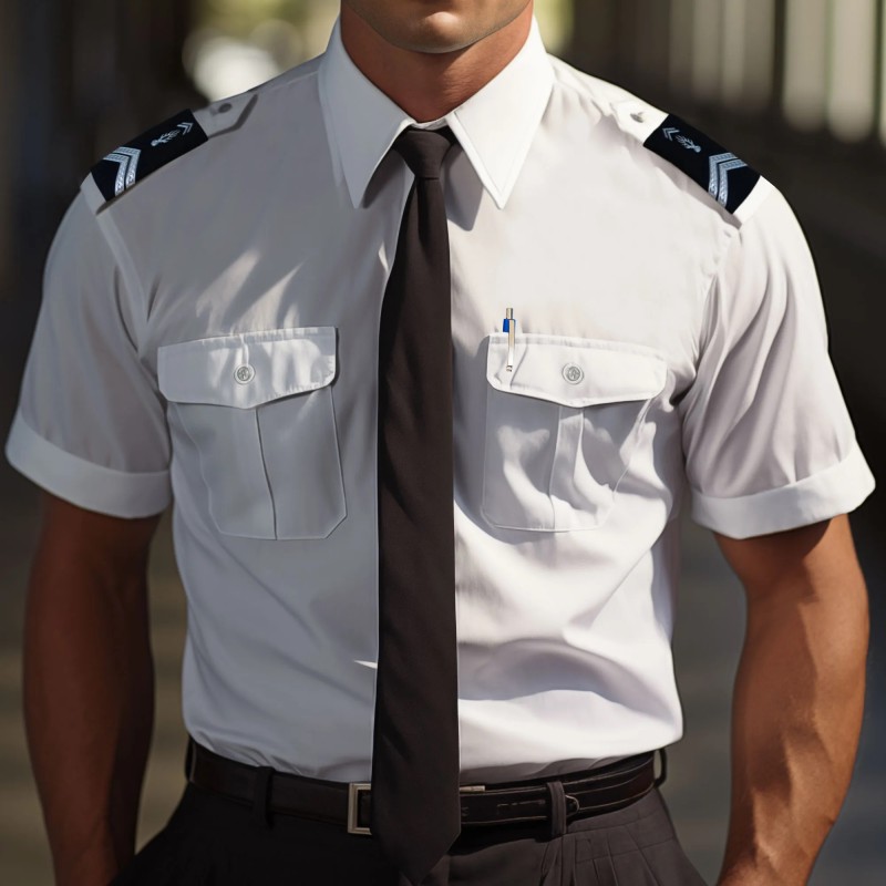 CHEMISE PILOTE BLANCHE MANCHES COURTES