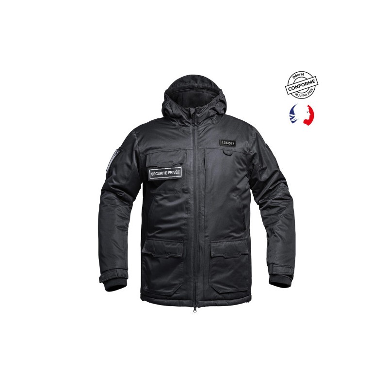 Parka Hardshell SÉCU-ONE WF 150 flap Sécurité Privée noir