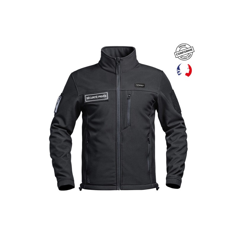 Veste Softshell SÉCU-ONE flap Sécurité Privée noir