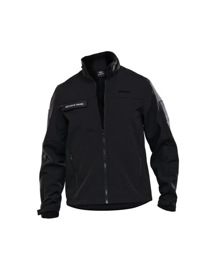 Softshell sécurité privée avec bandes HV noir– GK SAFETEK