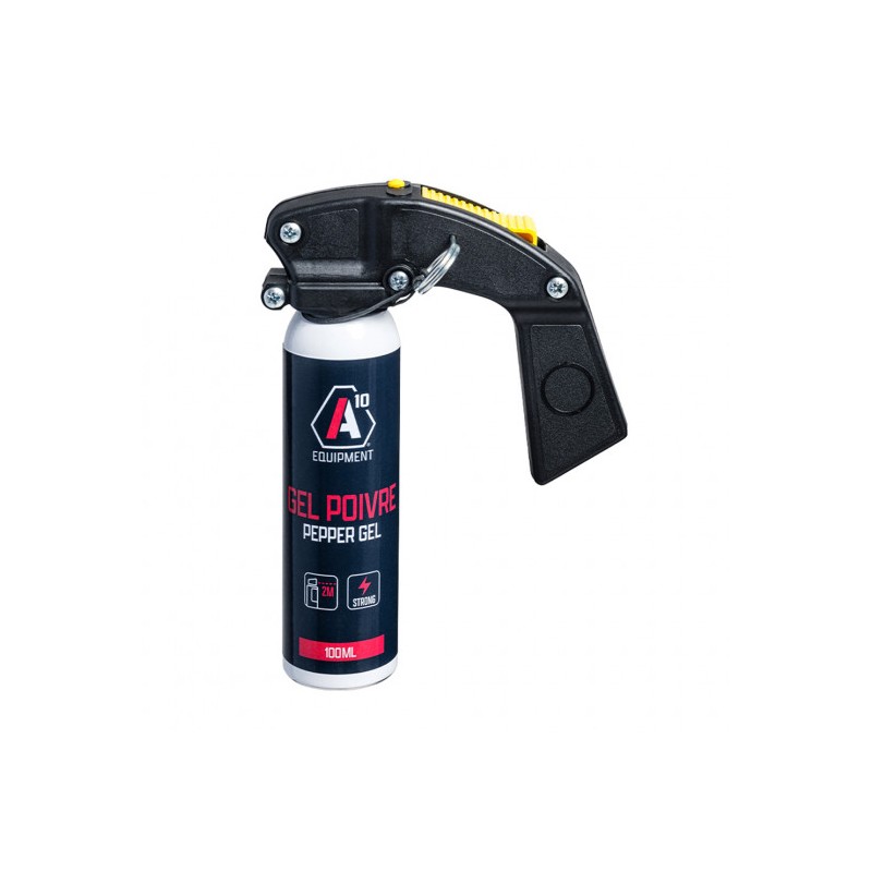 Aérosol lacrymogène anti-agression gel poivre 100 ml avec poignée