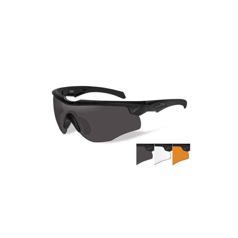 Lunettes de protection balistiques Rogue Comm noir écrans fumé/incolore/orange