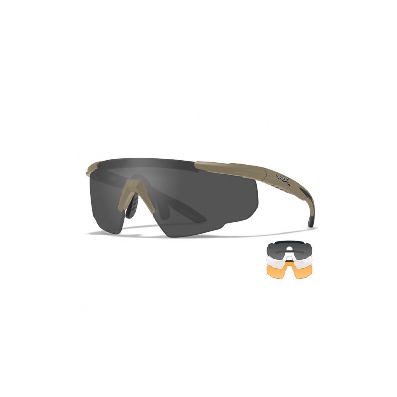 Lunettes de protection balistiques Saber Adv. tan écrans fumé/incolore/orange