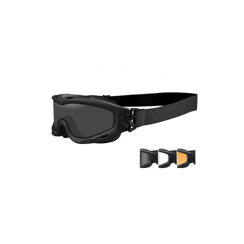 Masque de protection balistique Spear noir écrans fumé/incolore/orange