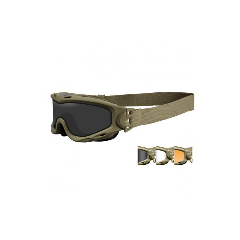 Masque de protection balistique Spear tan écrans fumé/incolore/orange