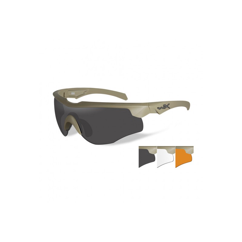Lunettes de protection balistiques Rogue Comm tan écrans fumé/incolore/orange